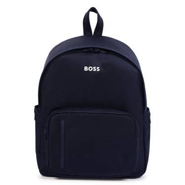 BOSS Backpack o mochila para niño y adolescente color azul marino pequeño logo blanco